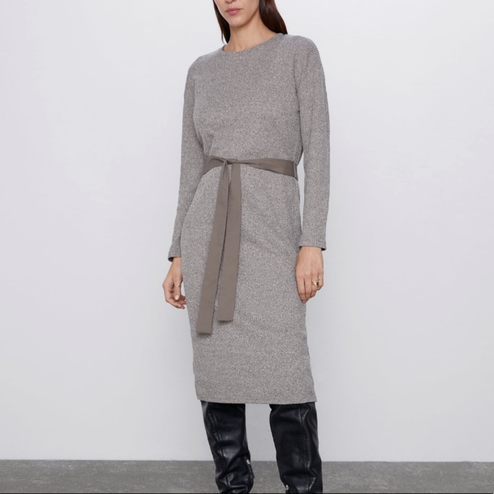 New Zara knit Belted Dress